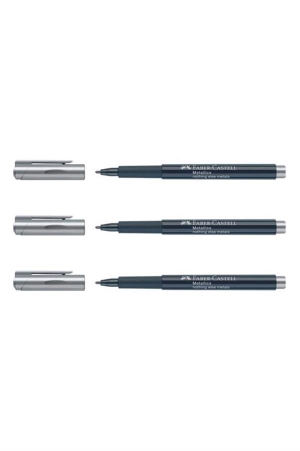 Faber Castell Metalik Markör Kalem - Gümüş 3 Adet